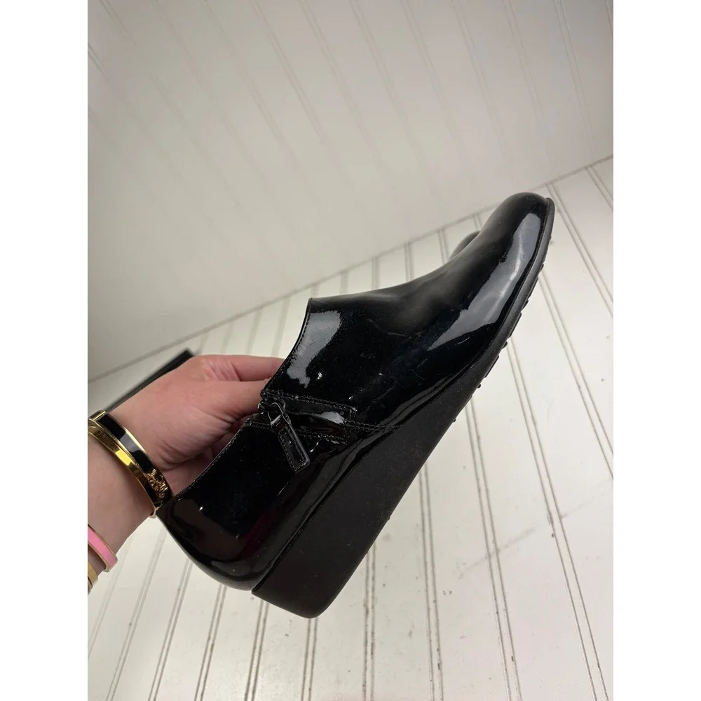Cole Haan Callie Slip-On Black Patent Leather Waterproof Boots Women's Size 9.5